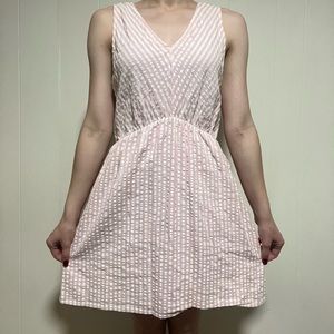 Pink and white striped mini dress